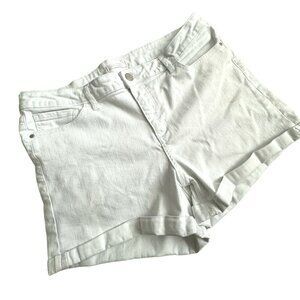 LC Lauren Conrad White Jean Shorts Cotton-Blend 5-Pocket Cuffed Women's Size 16